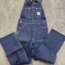 VTG NOS Mens 30x32 Carhartt Denim Bib Overalls R09 DNM Blue Union Made in USA