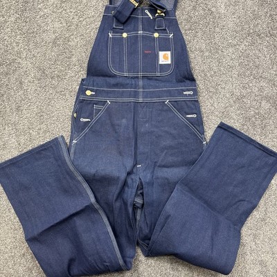 VTG NOS Mens 30x32 Carhartt Denim Bib Overalls R09 DNM Blue Union Made in USA