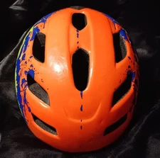 Orange Splatter Design Bike Helmet with Ventilation, Youth. (#1937A)