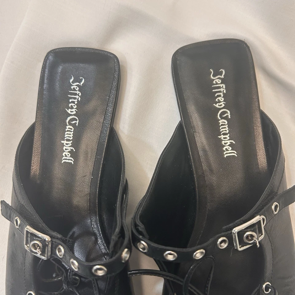 Jeffrey Campbell Anthropologie Black Jaskier Corset-Detail Flats Pointy w Size 9 - Image 4 of 4