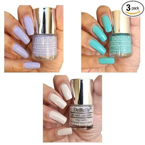 DeBelle Gel Nail Polish Combo Set Of 3 Purple [Blueberry Bliss], Teal Green [Tah