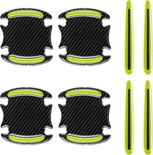 8PCS Car Door Handle Protector Reflective Sticker, 3D Carbon Gemstone Green