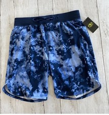 Athletic Works Men's Woven Shorts 9'' Inseam Blue Cove Print Small 28-30 NWT