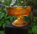 Fenton Marigold Carnival Glass Orange Tree Footed Compote Dessert Cup Bowl 4.5"