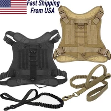 Military Tactical Dog Harness No-pull Heavy Duty MOLLE Training Service Dog Vest