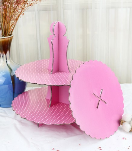 2PK 12'' 3 Livelli Cupcake Stand Porta Muffin Cartone Porta Torte Festa Compleanno - Foto 14 di 23