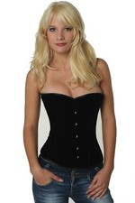 Korsett Corsage Schwarz Samt lang normal vh60