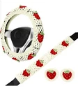 Crochet Steering Wheel Cover Set, Cute Car Steering Wheel Cover Boho 14-15 in,
