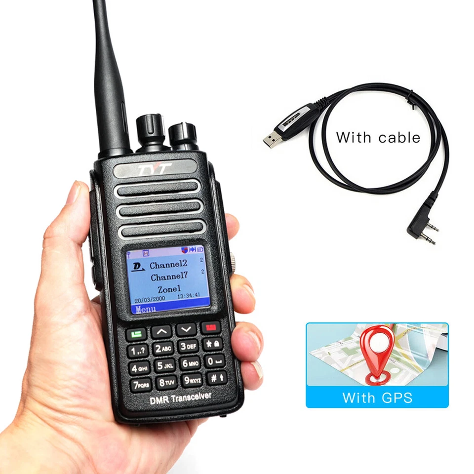 TYT MD-UV390 5W DMR Radio Dual Band 136-174 400-480mhz Two Way Radio GPS + Cable - Image 2 of 4