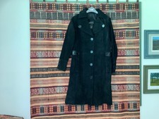 Ladies Beth Terrell New Black Machine Washable Suede Coat Size SmallĀ