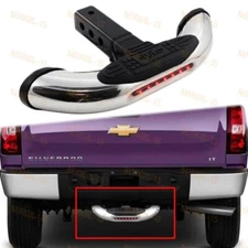 1PCS BRAND NEW UNIVERSAL STEEL CHROME HITCH REAR TOW TRAILER LED BACK STEP BAR
