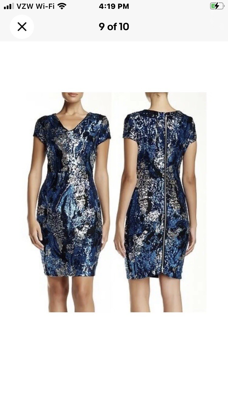 CACHE Sequin  BLUE / SILVER /Small DRESS   Stunni… - image 2