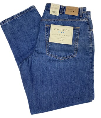 40x32 Covington Denim Blue Jeans Pant Classic Fit Straight Leg Stonewash