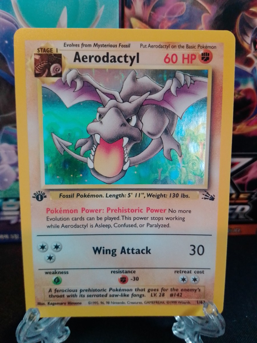 aerodactyl pokemon card 1999 Fossil 1/62 PSA 8 Pokemon Fossil Aerodactyl 1/62 PSA 8 You may receive a copy with a different PSA Serial number pokemon Legend Maker Aerodactyl -