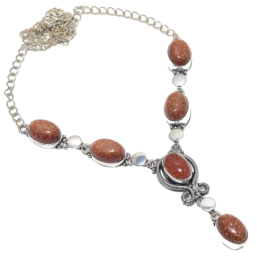 Goldstone Silver Plated Chain Fashion Necklaces & Pendants