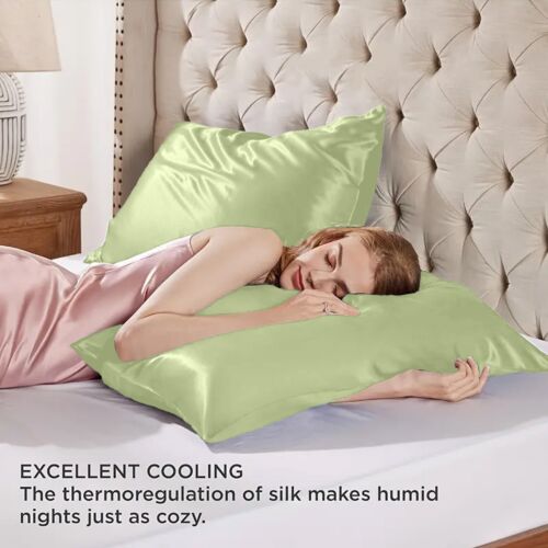 Premium Satin Silk Pillowcases For Hair And Skin 2 Pack Soft Pillow Cases Covers - Picture 125 of 137
