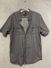 O'Neill Mens Short Sleeve Button up Shirt gray Size Medium Adult collared
