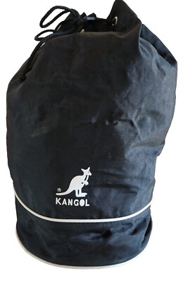 Kangol Backpack Cinch Top Black Round Base Australia 16'' X 11'' Drawstring Sturdy
