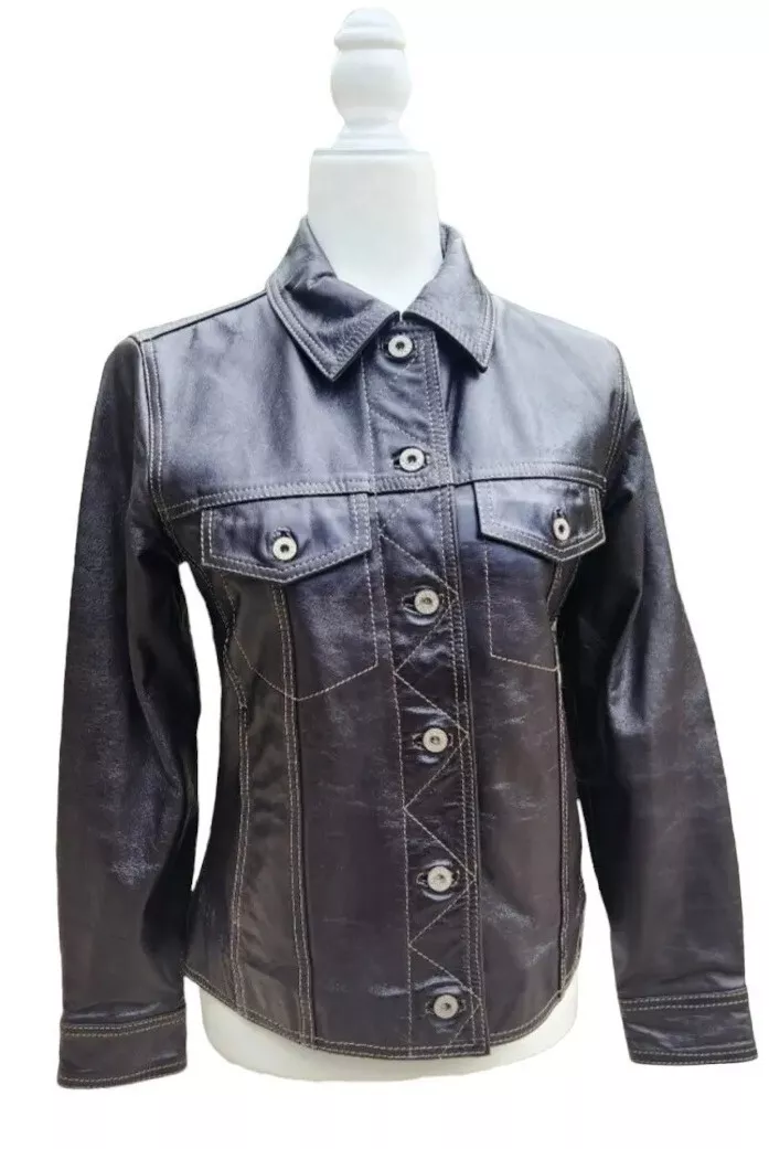 Gap blue jeans leather jacket new arrivals