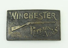 Vintage Winchester Repeating Arms Rifle Bergamot Brass Works Belt Buckle   