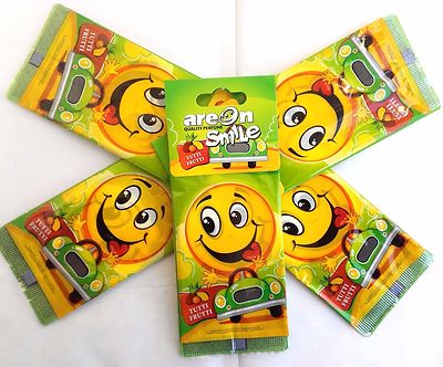 5 x Areon Smile :) Auto Lufterfrischer Tutti Frutti Happy Home Office Taxi Duft