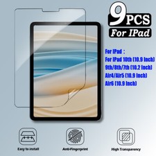 9Pcs HD Clear Tablet Screen Protector Protective Film For iPad Series