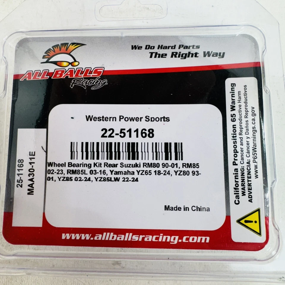 Комплект подшипников задних колес все шарики 90-01 SUZUKI RM80-85 02-09 YAMAHA YZ80 22-51168 - Изображение 2 из 3