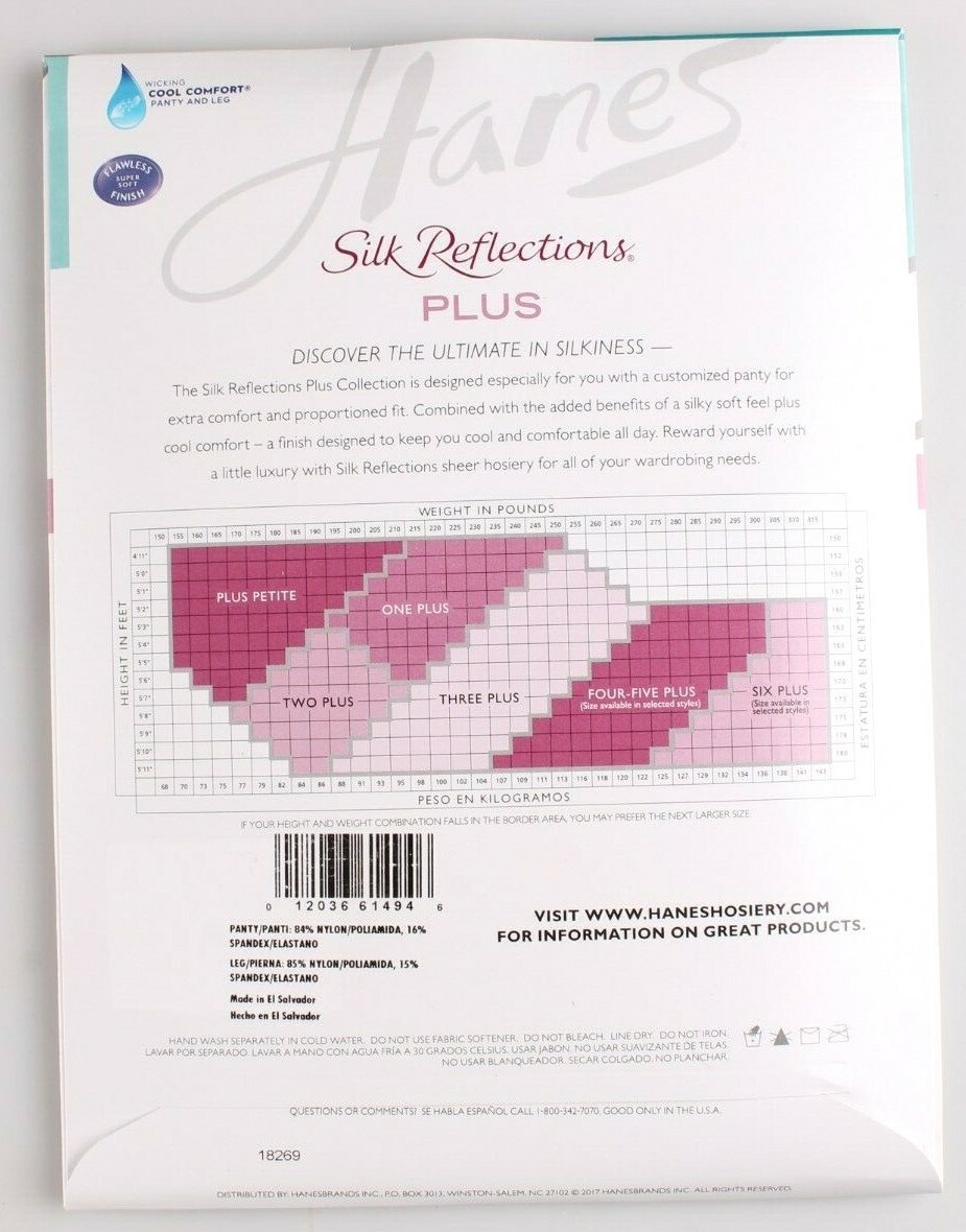 hanes silk reflections plus size