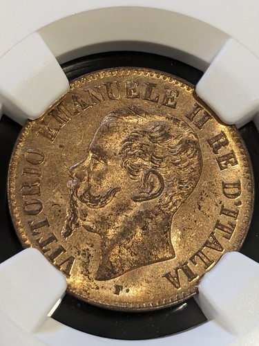 1861 M MS65 RB Italy 2 Centesimi NGC KM 2.1 Milan Mint - Picture 3 of 5