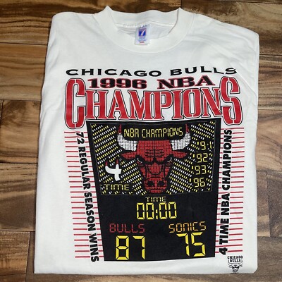 Vintage 1996 Chicago Bulls T-Shirt Men's Large NBA Champions