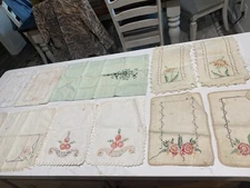 Lot Of 11 Embroidered Linen Pieces Cottage Core Granny Core