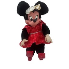 Vtg Applause Plush Minnie Mouse Doll Red Polka Dress Red Shoes Rubber Face 80 s