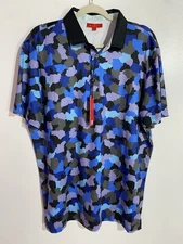 Redvanly Polo Shirt Men L Golf Performance All Over Print Abstract Preppy Dawson