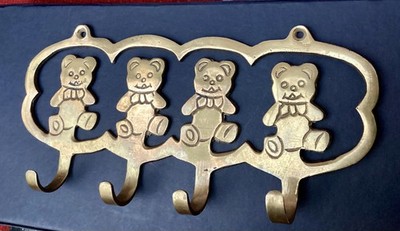 Vintage Messing Teddybär Kleiderhaken 4 Bären 4 Haken Kinderzimmer Baby 