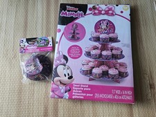 Minnie Mouse Baking Cups W/ Cupcake Treat Stand. 50 Baking Cups. Disney JR New