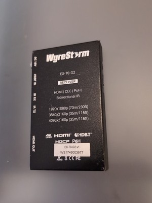 WyreStorm EX-70-G2 TRANSMITTER & RECEIVER HDMI CEC PoH Bidirectional IR & RS-232