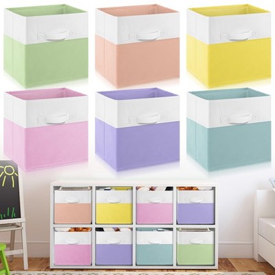 Yinder 6 Pcs Cube Storage Bin Pink 11'' Storage Bins for Playroom Decor Colorful