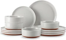 MALACASA Plates and Bowls Sets, 12 Pieces Modern 12 Pcs (Service for 4), Gray 