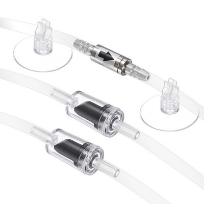 Aquarium Check Valves 1 Way W 2 Plastic Check Valves & 2 Suction Cups