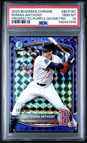 2025 Bowman Chrome Roman Anthony #BCP-167 Purple Geometric Ref /250 (RC) PSA 10