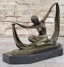 C.MIRVAL NUDE BRONZE SCULPTURE. ABSTRACT ART DECO STATUE MODERN MARBLE STATUE