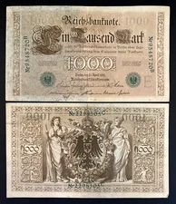 Germany 1000 Mark 1910 Reichsbanknote – Large Kaiserreich GREEN SEAL Circulated