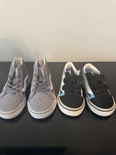 VANS Toddler Sneakers Black/White Suede, Low Top with 2 Straps, Size US 5