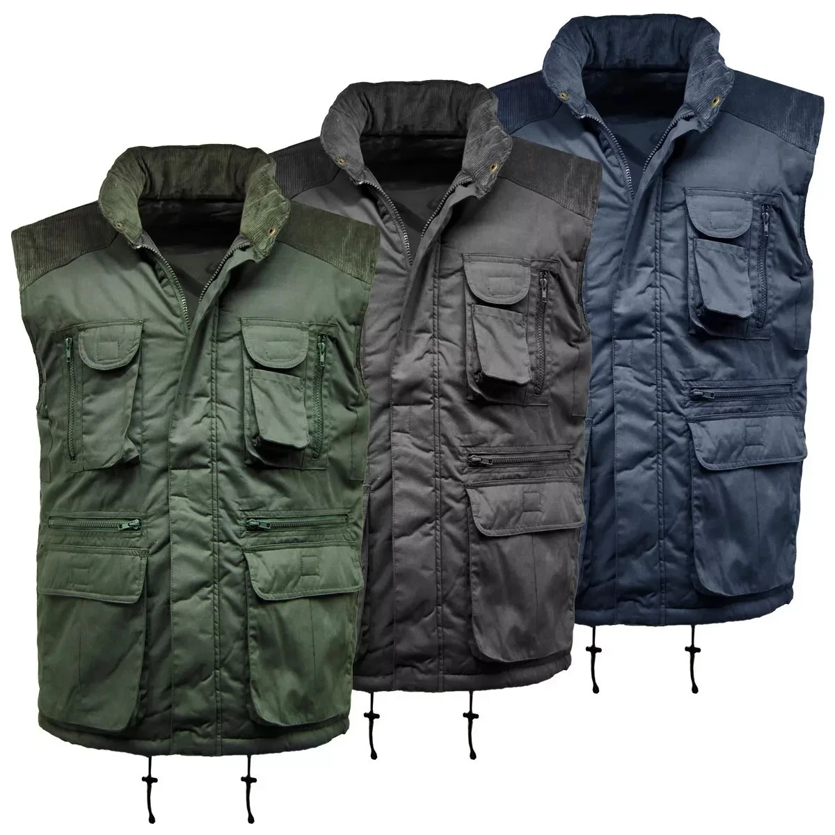 MENS WARM GILLICCI CORDUROY PADDED SHOOTING FISHING BODYWARMER GILLET WAISTCOAT