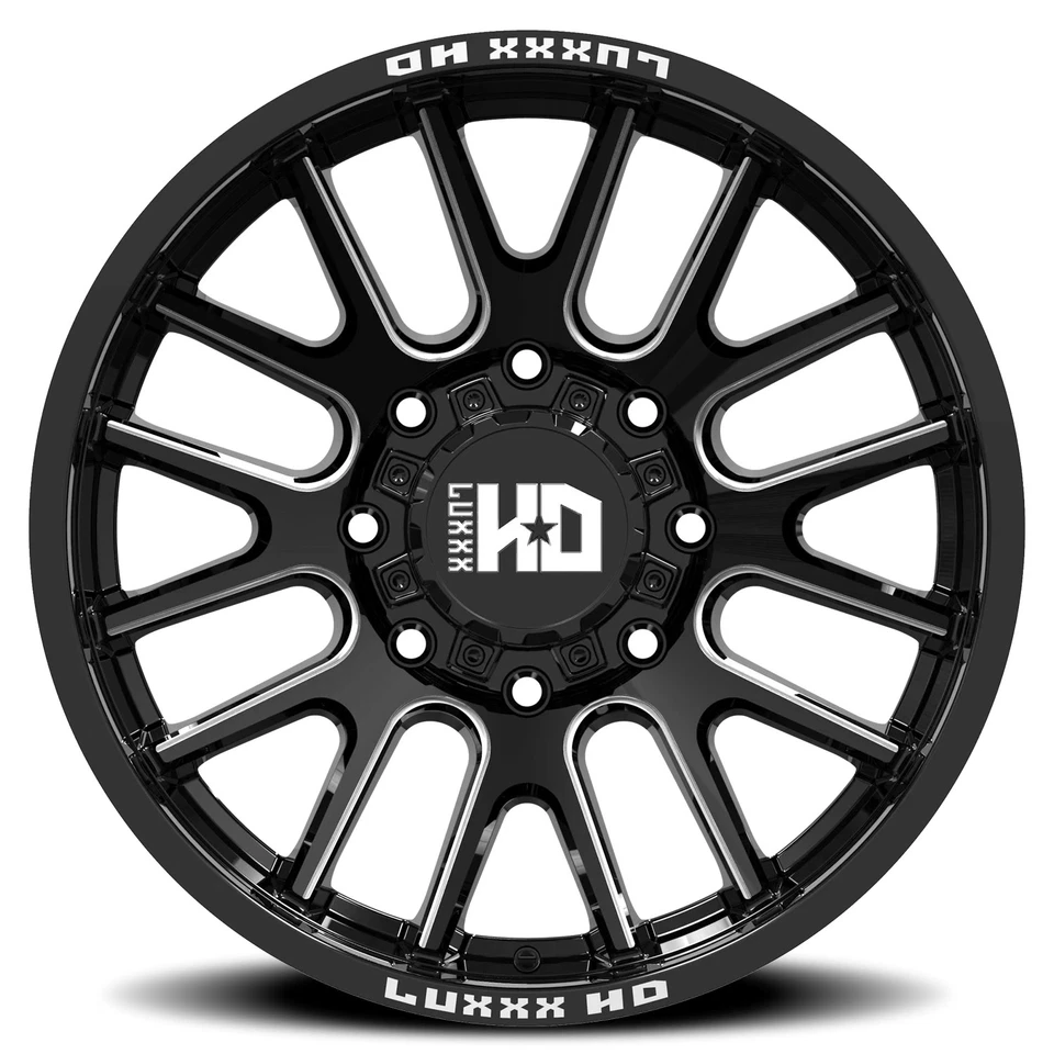 22x12 Luxxx HD LHD38 Gloss Black Milled Wheel 5x5-5.5 (-44mm) - Image 2 of 4