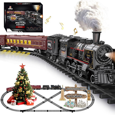 Electric Train Sets for Kids Metal Alloy Christmas Train Toys Steam Locomotive,