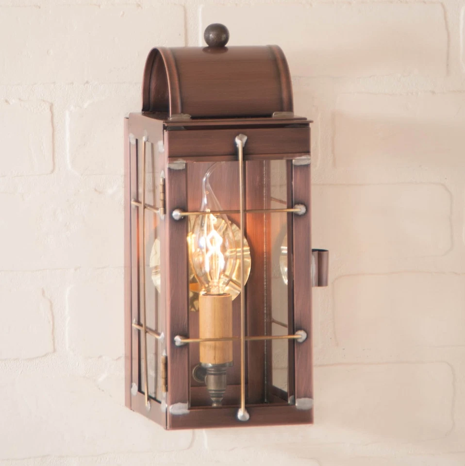 Irvin's Country Tinware Cape Cod Wall Lantern in Antique Copper - Image 2 of 3