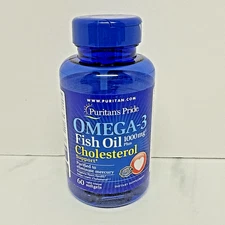 Puritan's Pride Omega-3 Fish Oil Plus Cholesterol Support -60 Softgels-EXP 12/26