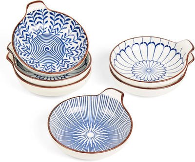 Small Dipping Bowls 6 Pack, 3 Oz Soy Sauce Dish, Ceramic Dipping Bowls with Hand
