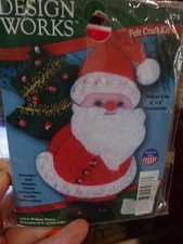 NIP Design Works Santa Ornament Felt Beads Sequins 3" x 4" Kit